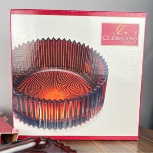NWT in Box Vintage 90s Mikasa Holiday Flair Red Japanese Glass Hostess Bowl ❤️